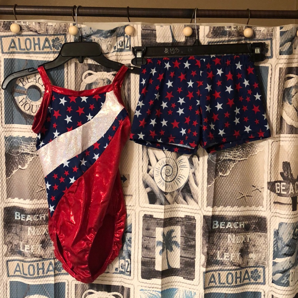 Gymnastics Red White Blue Patriotic Stars Outfit